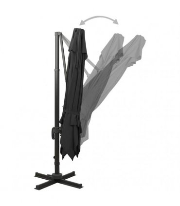 vidaXL Cantilever Garden Parasol with Double Top 300x300 cm Black