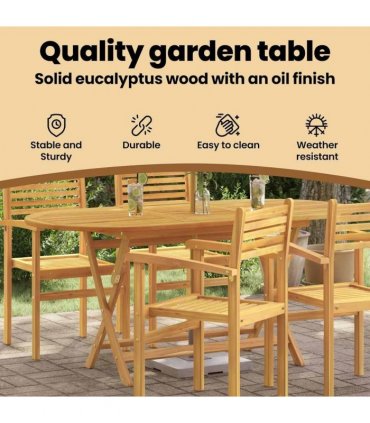 vidaXL Folding Garden Table 160x85x75 cm Solid Eucalyptus Wood