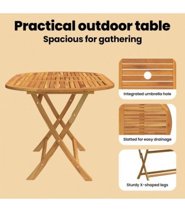vidaXL Folding Garden Table 160x85x75 cm Solid Eucalyptus Wood