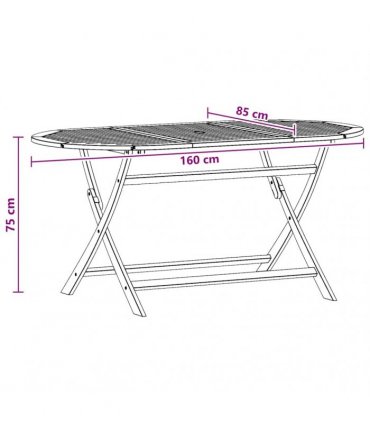 vidaXL Folding Garden Table 160x85x75 cm Solid Eucalyptus Wood