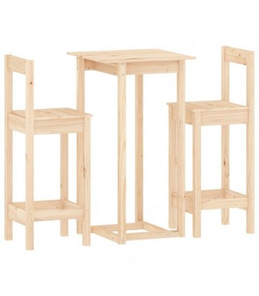 vidaXL 3 Piece Bar Set Solid Wood Pine