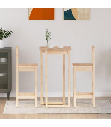 vidaXL 3 Piece Bar Set Solid Wood Pine