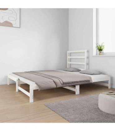 vidaXL Pull-out Day Bed without Mattress White 2x(90x190) cm