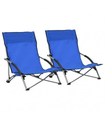 vidaXL Folding Chairs 2 pcs Blue Fabric