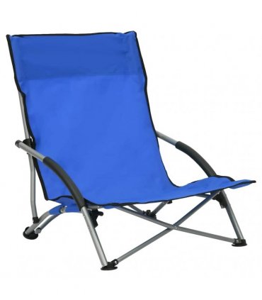 vidaXL Folding Chairs 2 pcs Blue Fabric