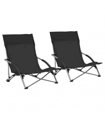 vidaXL Folding Chairs 2 pcs Black Fabric