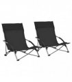 vidaXL Folding Chairs 2 pcs Black Fabric