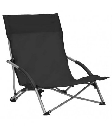vidaXL Folding Chairs 2 pcs Black Fabric