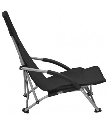 vidaXL Folding Chairs 2 pcs Black Fabric