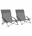 vidaXL Folding Chairs 2 pcs Grey Fabric