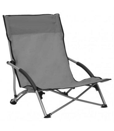 vidaXL Folding Chairs 2 pcs Grey Fabric