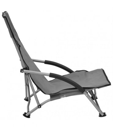 vidaXL Folding Chairs 2 pcs Grey Fabric
