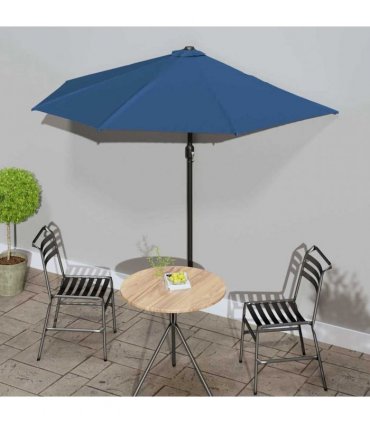 vidaXL Balcony Parasol with Aluminium Pole Blue 270x144x222 cm Half
