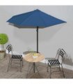 vidaXL Balcony Parasol with Aluminium Pole Blue 270x144x222 cm Half