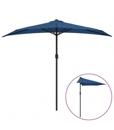 vidaXL Balcony Parasol with Aluminium Pole Blue 270x144x222 cm Half