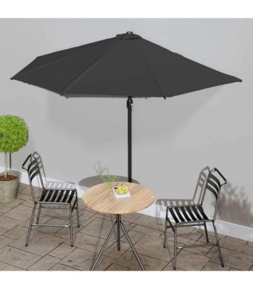 vidaXL Balcony Parasol with Aluminium Pole Black 300x155x223 cm Half