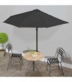 vidaXL Balcony Parasol with Aluminium Pole Black 300x155x223 cm Half
