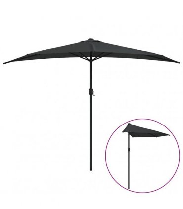 vidaXL Balcony Parasol with Aluminium Pole Black 300x155x223 cm Half