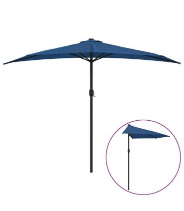 vidaXL Balcony Parasol with Aluminium Pole Blue 300x155x223 cm Half