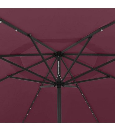 vidaXL Garden Parasol with LED Lights 400 cm Bordeaux Red