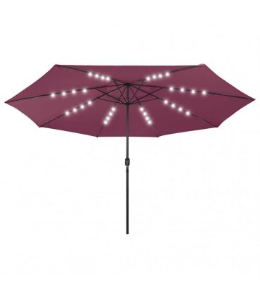 vidaXL Garden Parasol with LED Lights 400 cm Bordeaux Red