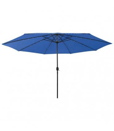 vidaXL Garden Parasol with LED Lights 400 cm Azure Blue