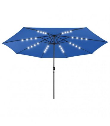 vidaXL Garden Parasol with LED Lights 400 cm Azure Blue