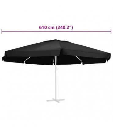 vidaXL Replacement Fabric for Outdoor Parasol Black 610 cm