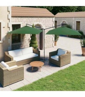 vidaXL Double Garden Parasol with Steel Pole Green 600x300 cm