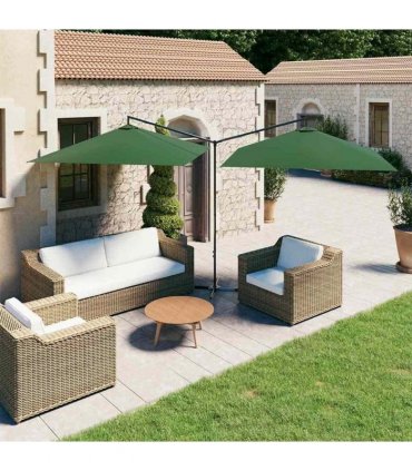 vidaXL Double Garden Parasol with Steel Pole Green 600x300 cm