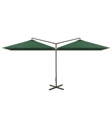 vidaXL Double Garden Parasol with Steel Pole Green 600x300 cm