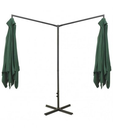 vidaXL Double Garden Parasol with Steel Pole Green 600x300 cm