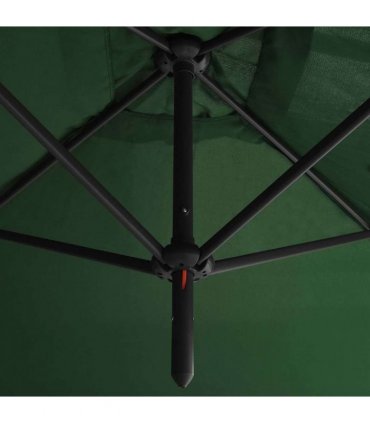 vidaXL Double Garden Parasol with Steel Pole Green 600x300 cm