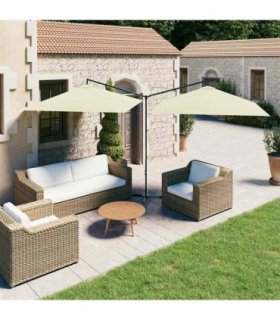 vidaXL Double Garden Parasol with Steel Pole Sand 600x300 cm