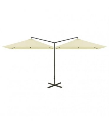vidaXL Double Garden Parasol with Steel Pole Sand 600x300 cm