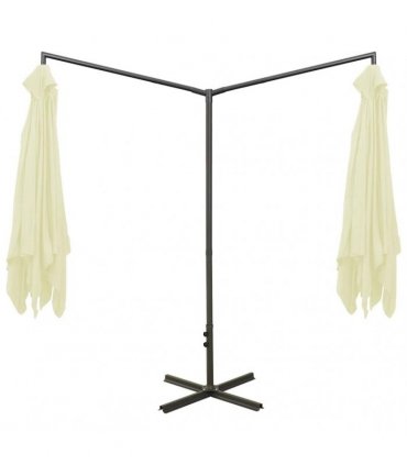 vidaXL Double Garden Parasol with Steel Pole Sand 600x300 cm