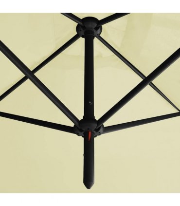 vidaXL Double Garden Parasol with Steel Pole Sand 600x300 cm