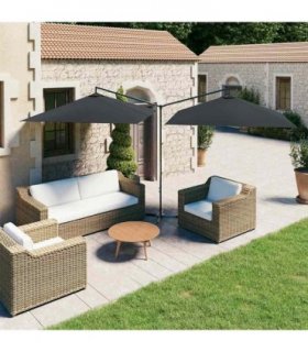 vidaXL Double Garden Parasol with Steel Pole Anthracite 600x300 cm