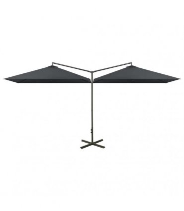 vidaXL Double Garden Parasol with Steel Pole Anthracite 600x300 cm