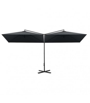 vidaXL Double Garden Parasol with Steel Pole Anthracite 600x300 cm