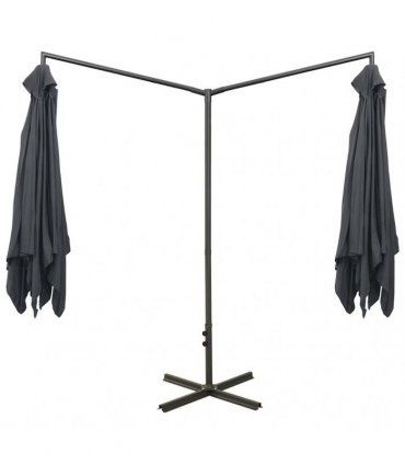 vidaXL Double Garden Parasol with Steel Pole Anthracite 600x300 cm