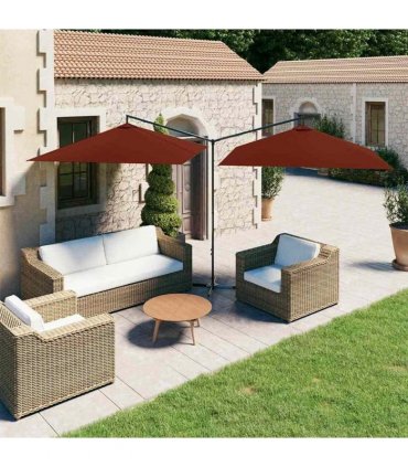 vidaXL Double Garden Parasol with Steel Pole Terracotta 600x300 cm
