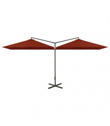 vidaXL Double Garden Parasol with Steel Pole Terracotta 600x300 cm