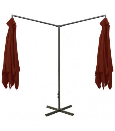 vidaXL Double Garden Parasol with Steel Pole Terracotta 600x300 cm