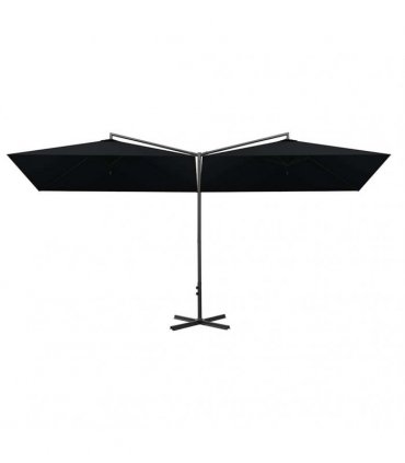 vidaXL Double Garden Parasol with Steel Pole Black 600x300 cm