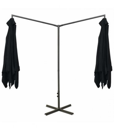 vidaXL Double Garden Parasol with Steel Pole Black 600x300 cm