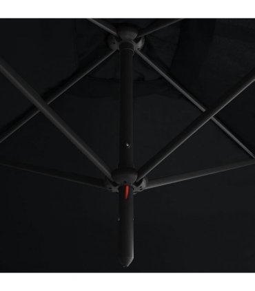 vidaXL Double Garden Parasol with Steel Pole Black 600x300 cm