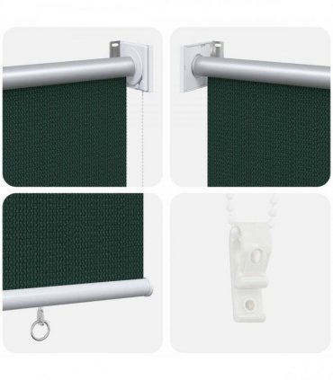 vidaXL Outdoor Roller Blind 65(W)x140(H) cm Dark Green HDPE