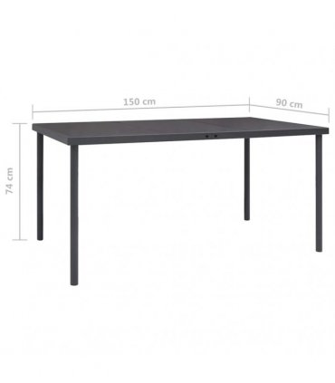 vidaXL Outdoor Dining Table Anthracite 150x90x74 cm Steel