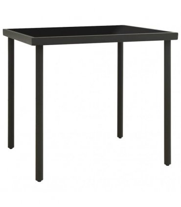 vidaXL Outdoor Dining Table Anthracite 80x80x72 cm Glass and Steel